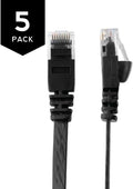 Cat6 Flat Ethernet Cable 25 ft (5-Pack) - Low-Profile Network Kit