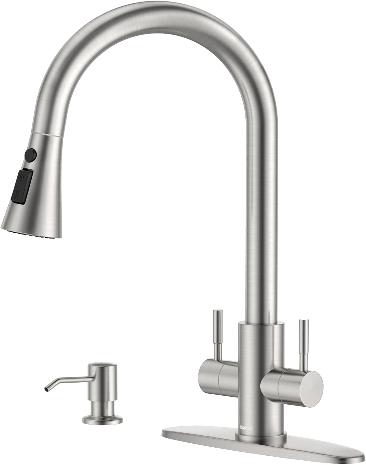 Brushed Nickel 2 Handle Kitchen Faucet with Pull Out Sprayer 60ft