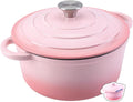 Enameled Cast Iron Dutch Oven 7QT in Pink - Oven Safe to 500F