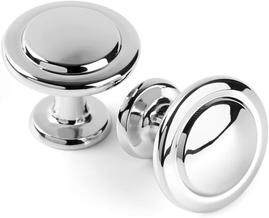 KOOFIZO Round Cabinet Knobs Polished Chrome for Kitchen Use