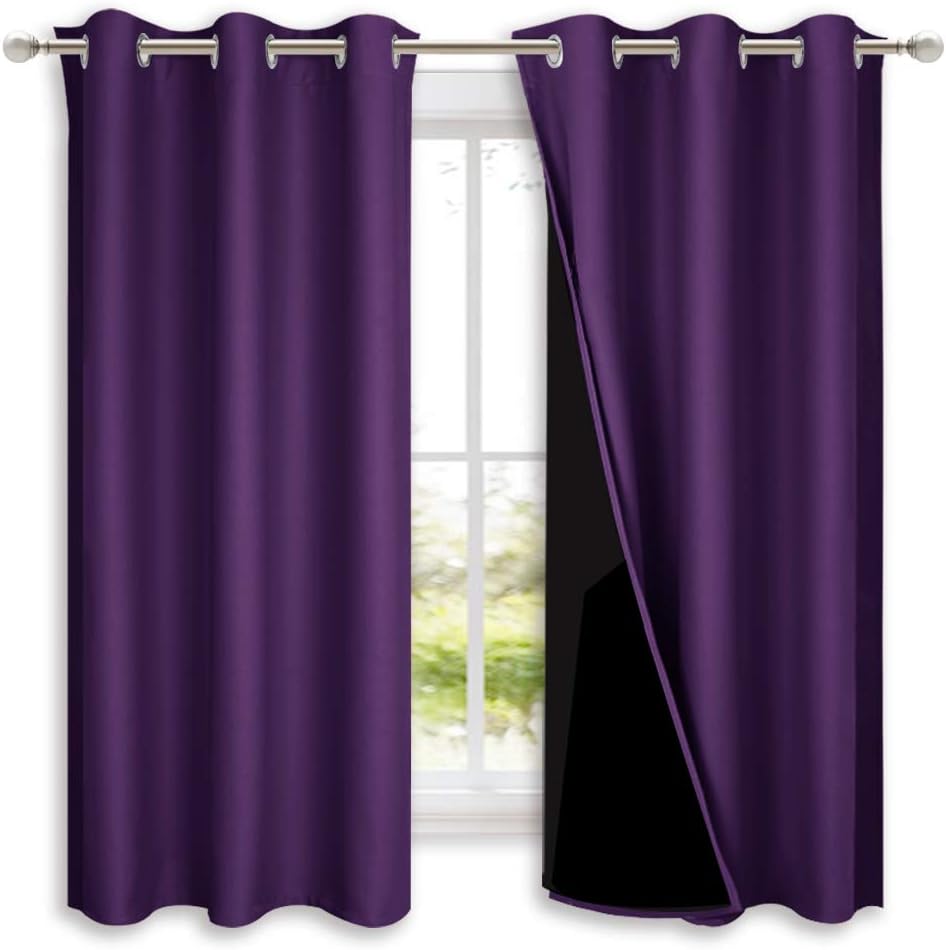NICETOWN 100% Blackout Curtains for Living Room, Royal Purple