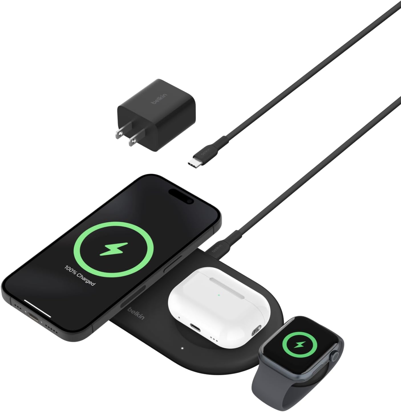 Fast Charge 3-in-1 Wireless Pad for iPhone, AirPods & More