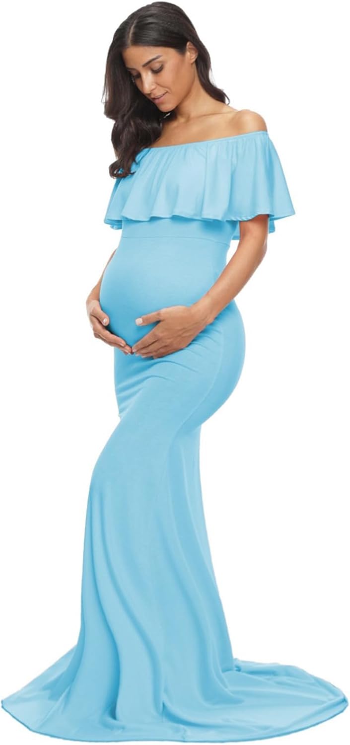Elegant Off Shoulder Maternity Dress for Stunning Photoshoots