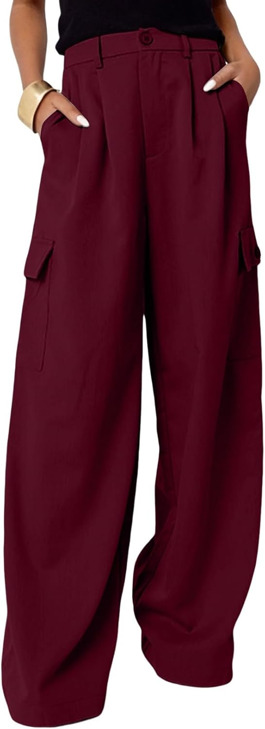 Dokotoo Womens High Waisted Wide Leg Cargo Pants for Style