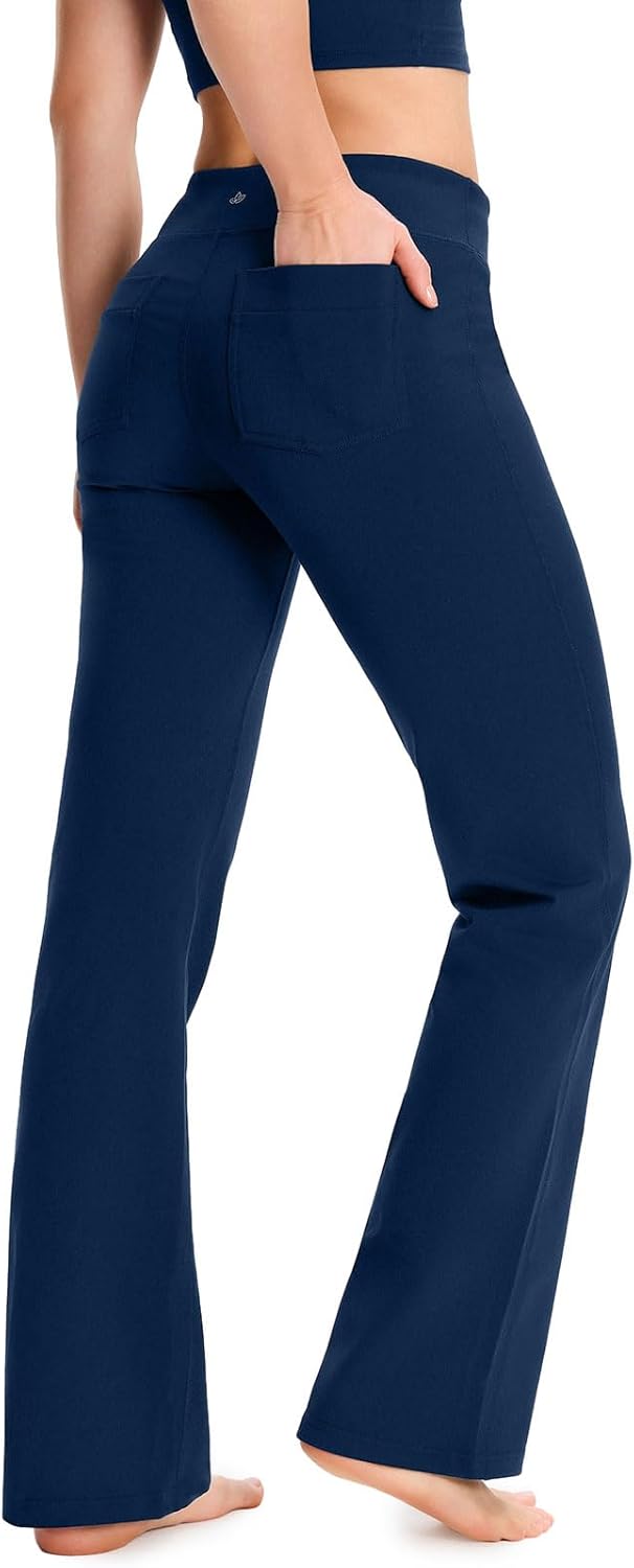 Yogipace Women's Bootcut Yoga Pants with Back Pockets for Comfort