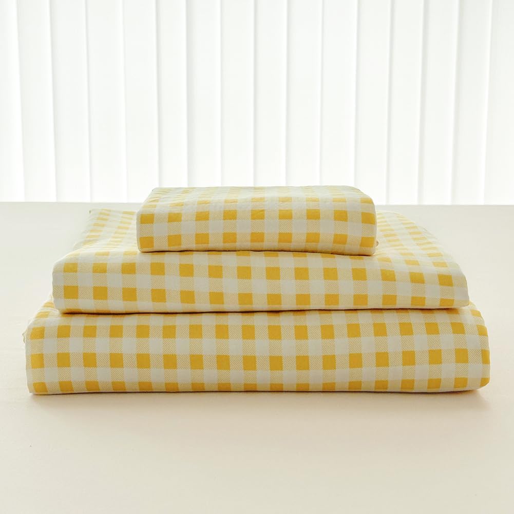 Yellow Gingham King Sheet Set for Cozy and Stylish Bedding