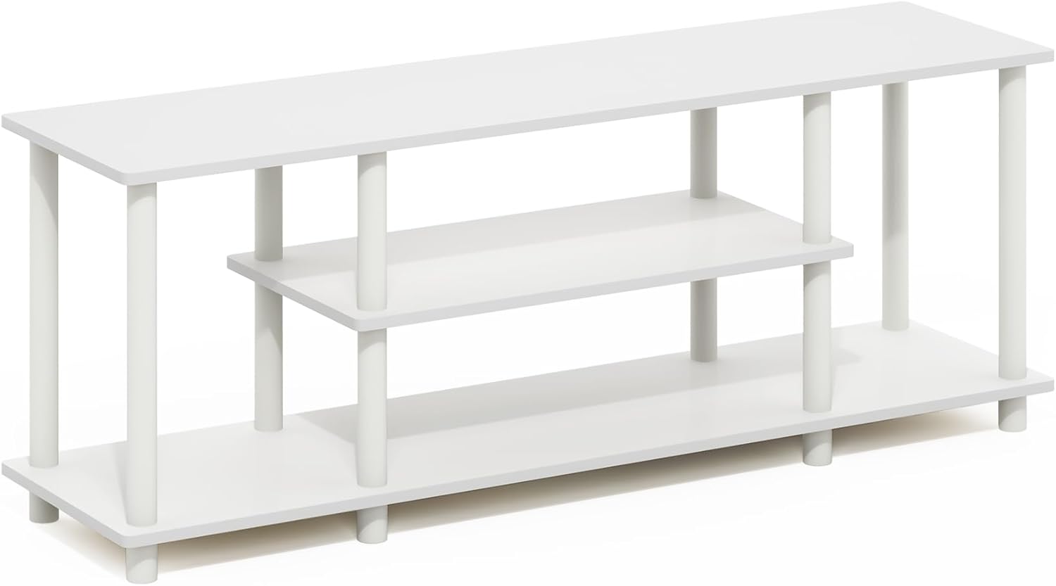 Furinno White 3-Tier TV Stand - Easy Assembly