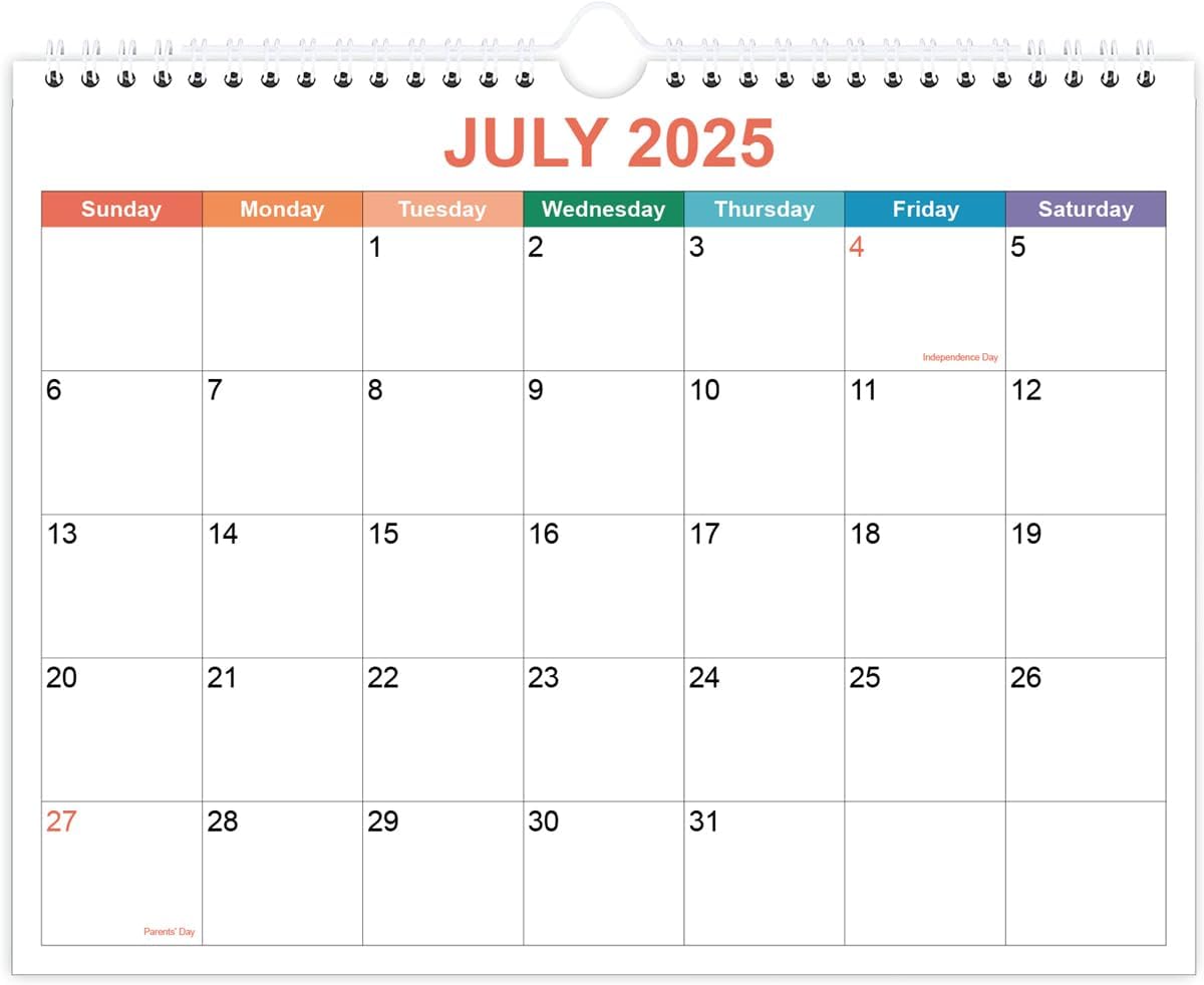 Premium 18-Month 2025-2026 Wall Calendar | Twin-Wire Binding, Colorful Design