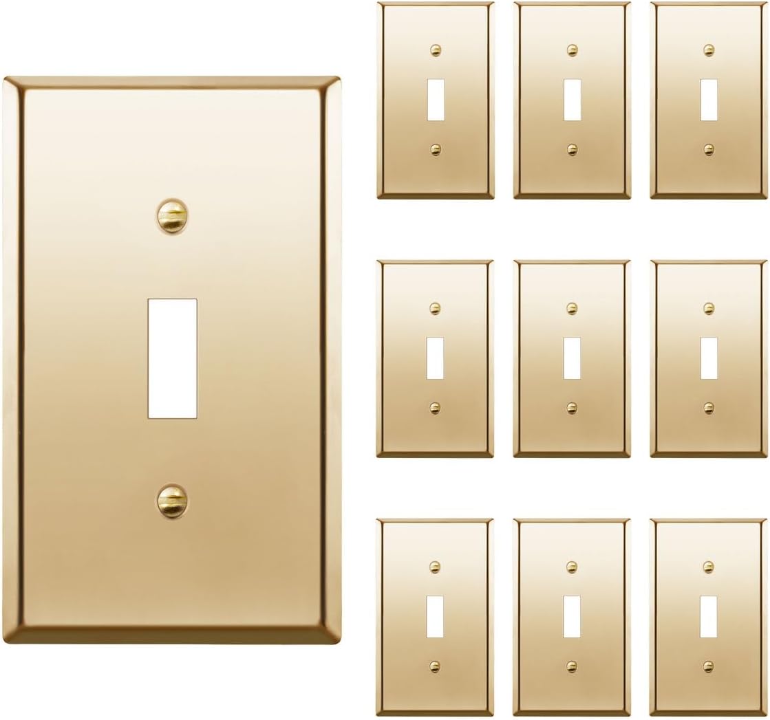 ENERLITES Toggle Light Switch Wall Plate - Polished Brass 10 Pack