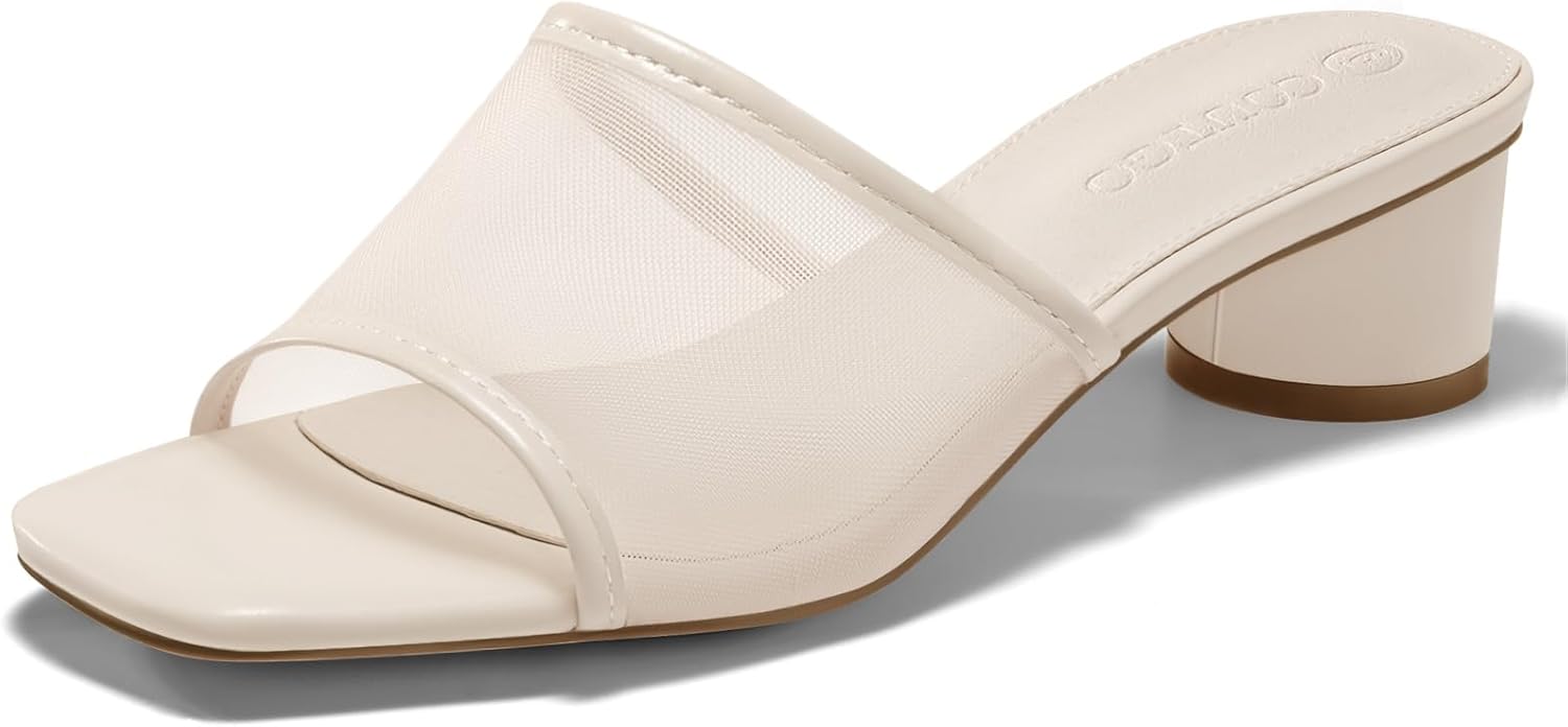 Coutgo Womens Slide Sandals with Chunky Heels for Summer