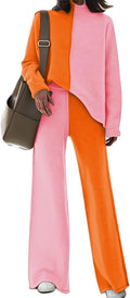 Fixmatti Women Sweater Set 2 Piece Knit Sweatsuit - Cozy Wide Leg Set