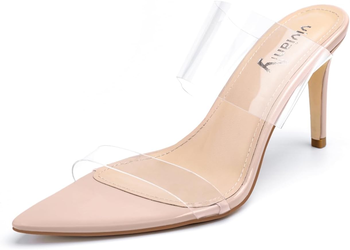 Vivianly Clear Pointed Toe Heels Sandals for Elegant Style