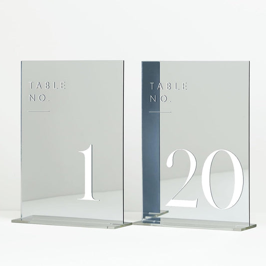 Elegant Sliver Wedding Table Numbers 1-20 with Stands for Events