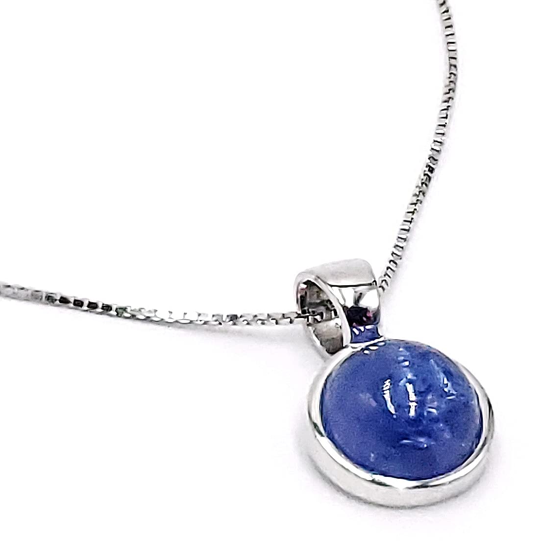 Natural Kyanite Gemstone Pendant in White Gold Over Silver