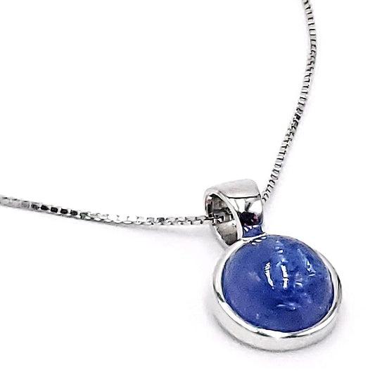Natural Kyanite Gemstone Pendant in White Gold Over Silver