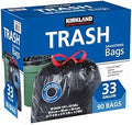 33 Gallon Heavy Duty Black Drawstring Trash Bags - 90 Count