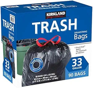 Kirkland Signature 33 Gallon Black Drawstring Trash Bags Review