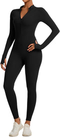 Women Long Sleeve One Piece Workout Jumpsuit - Sculpting Comfort