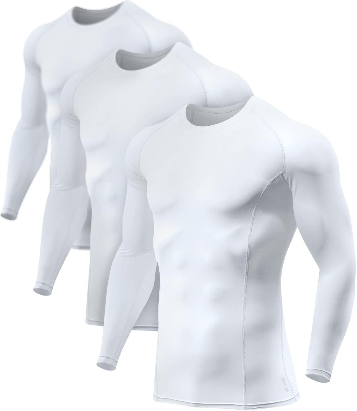 ATHLIO Men's UPF 50+ Long Sleeve Compression Shirt for Sports