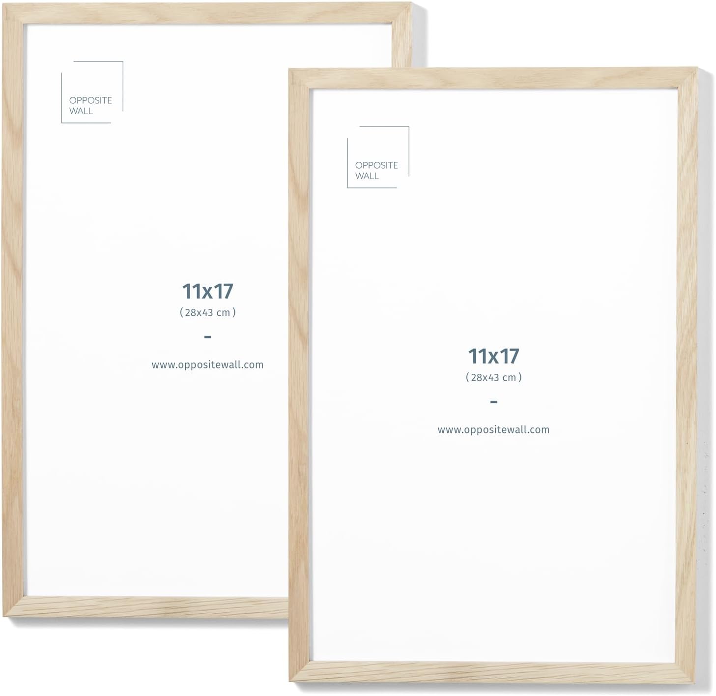 Natural Solid Oak Wood Picture Frame - 11x17 in - 2 Pack