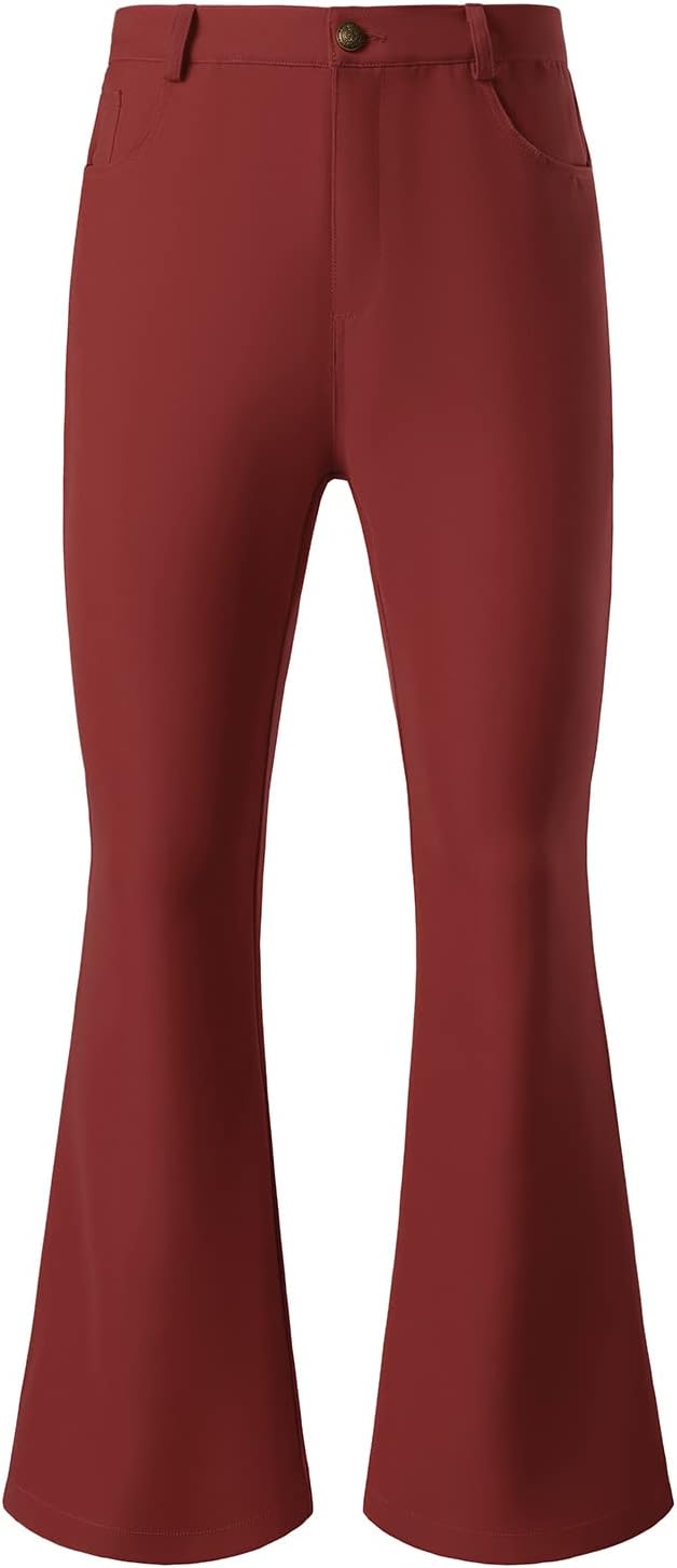 JOGAL Mens Bell Bottom Pants for 70s Disco and Retro Style