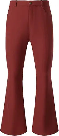 JOGAL Mens Bell Bottom Pants for Retro 70s Disco Style