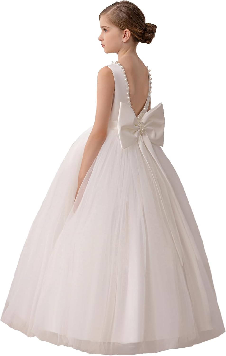 Flower Girl Dress Kids Satin Tulle Wedding Guest Party Gown