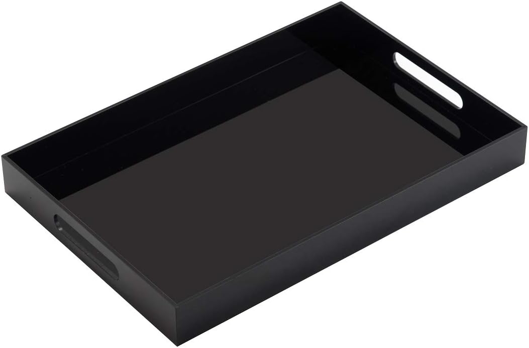 Glossy Black Sturdy Acrylic Serving Tray for Every Occasion