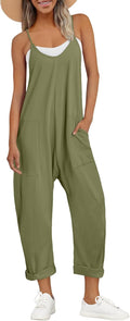 Spaghetti Strap Jumpsuit for Women Casual Summer Romper - Soft Cotton