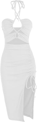 ZAFUL Women's Halter Midi Dress for Casual and Party Occasions