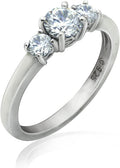 Platinum-Plated Sterling Silver 3-Stone Ring - Timeless Sparkle
