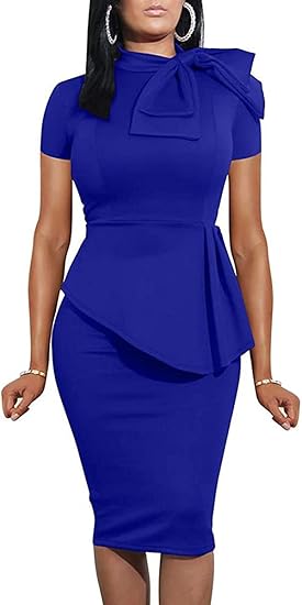 Women's Fashion Peplum Bodycon Short Sleeve Work Dresses Review