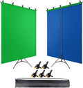 Blue Green Screen Backdrop with Stand 6.5x5ft - Portable 2-in-1 Kit