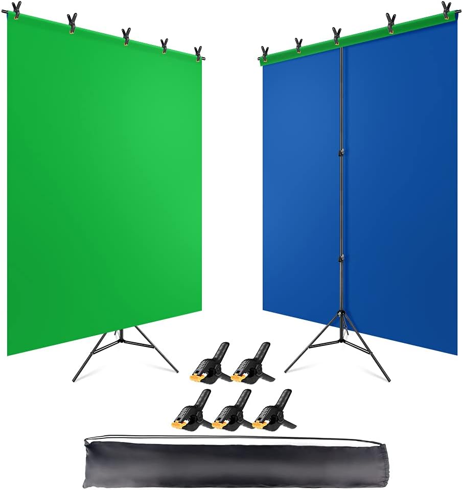 Blue Green Screen Backdrop with Stand for Photography and Streaming
