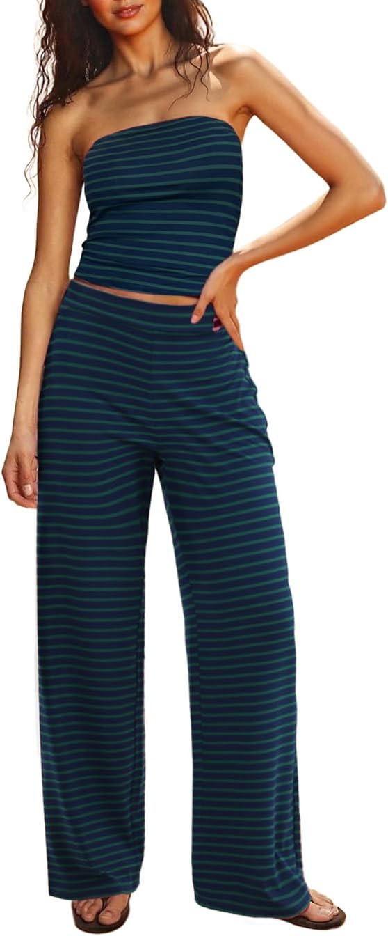 Two Piece Sets For Women Summer Outfits Lounge Sets Striped