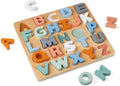 Wooden Alphabet Learning Puzzle with Stand-Up ABCs - Pastel Chalkboard