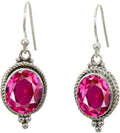 925 Sterling Silver Ruby Dangle Drop Earrings - Minimalist Everyday