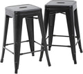 FDW Metal Bar Stools Set of 4 Counter Height 24 Inches Black