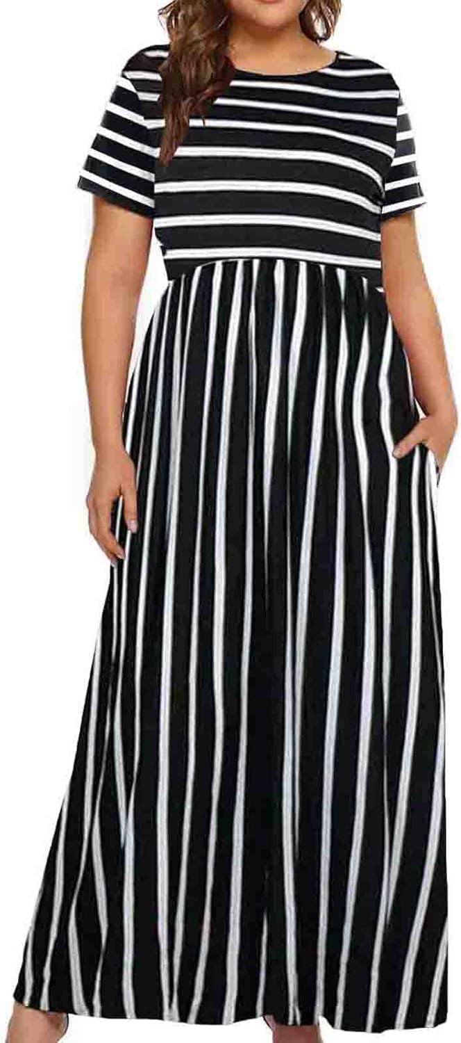 Kancystore Women's Plus Size Maxi Dress with Pockets for Summer