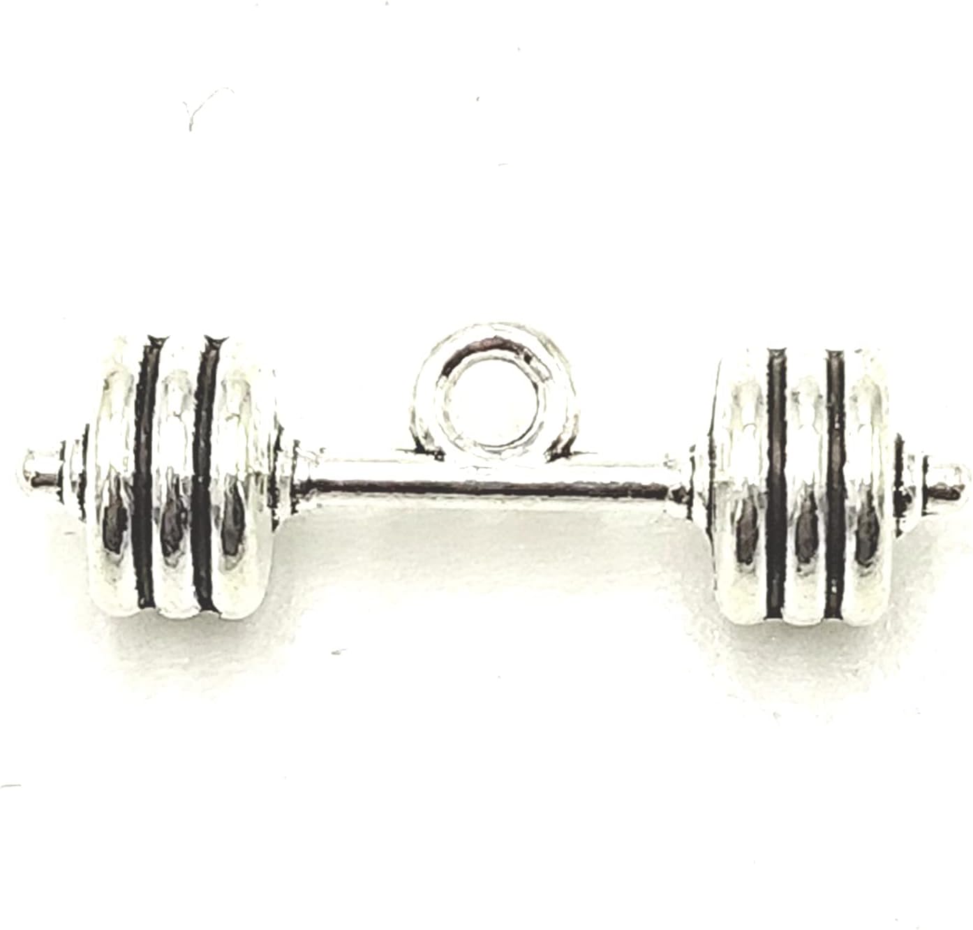 12pcs Men's Fitness Dumbbell Charms - DIY Jewelry Making Supplies - Ancient Silver