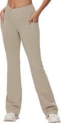 V Crossover Flare Leggings with Pockets - Flattering High Waist Fit