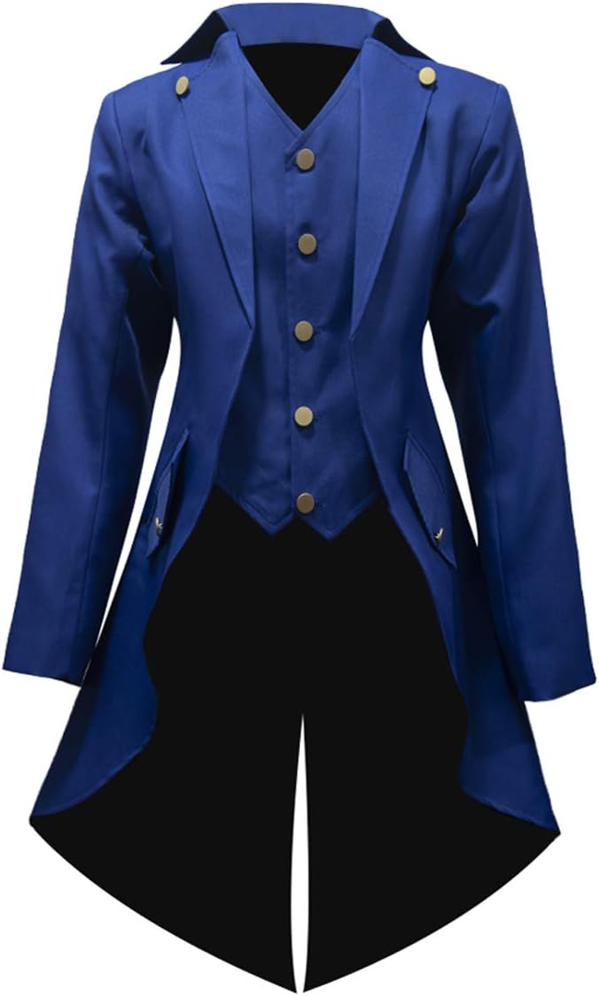 Crubelon Mens Steampunk Vintage Jacket for Gothic Style Events