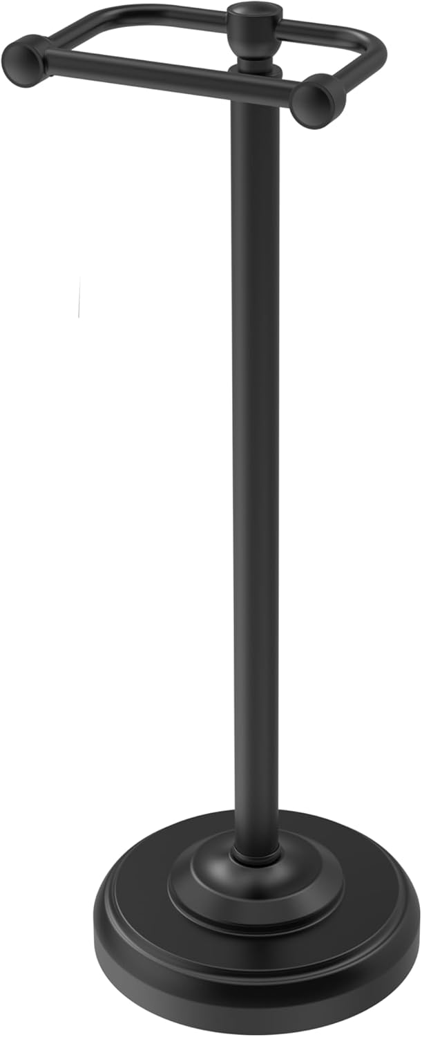Matte Black Toilet Paper Holder Stand with Pivoting Design