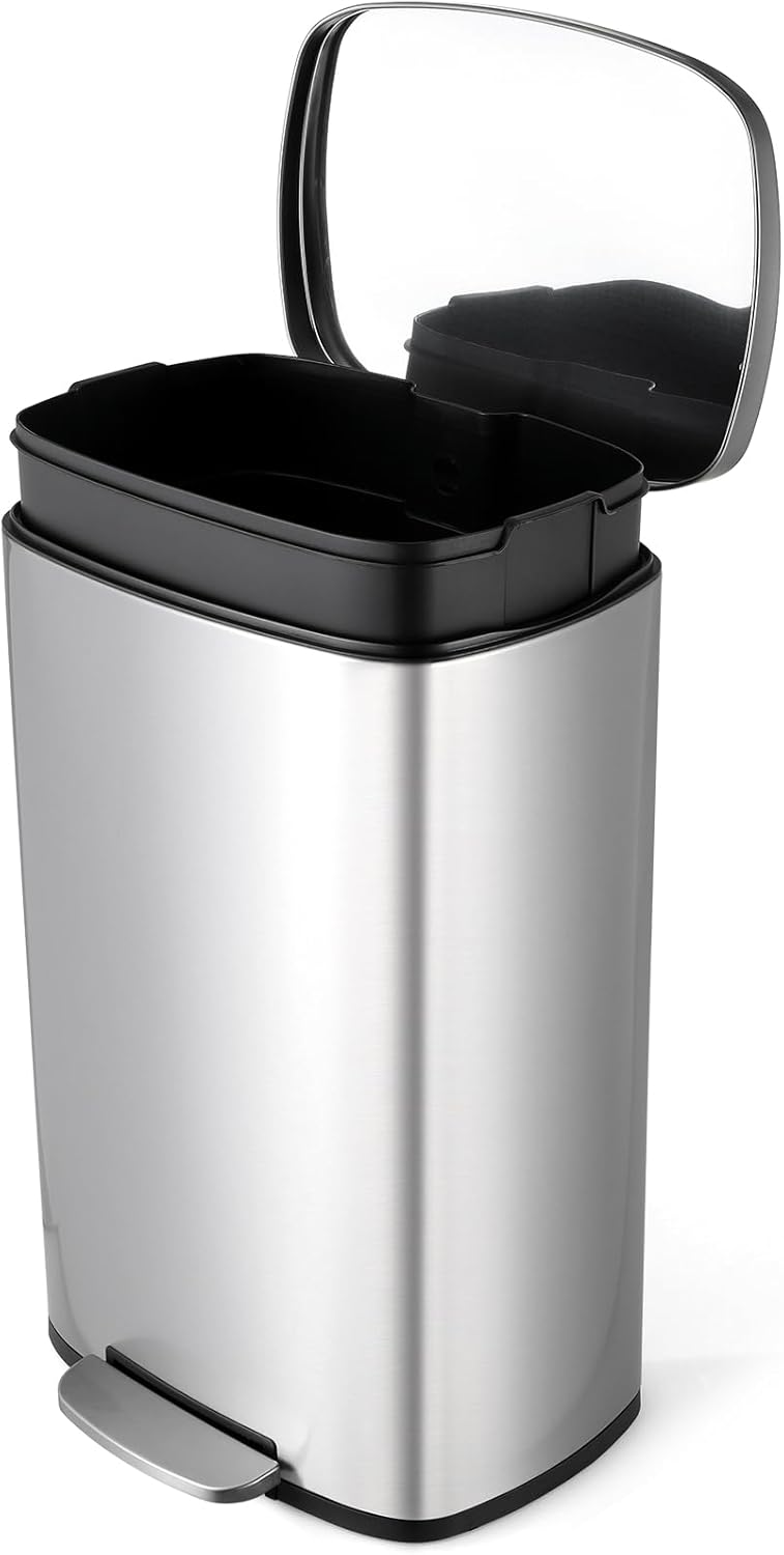 8 Gal Kitchen Trash Can with Soft Close and Step-On Pedal
