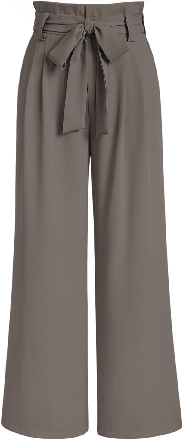 Wide Leg Dress Pants for Women - Paperbag High Waisted Trousers