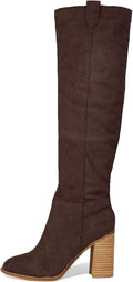 Erocalli Suede Knee-High Boots - Chunky Block Heel Comfort