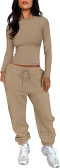 Womens 2 Piece Sweatsuits Slim Crop Top and Joggers - Fall 2025