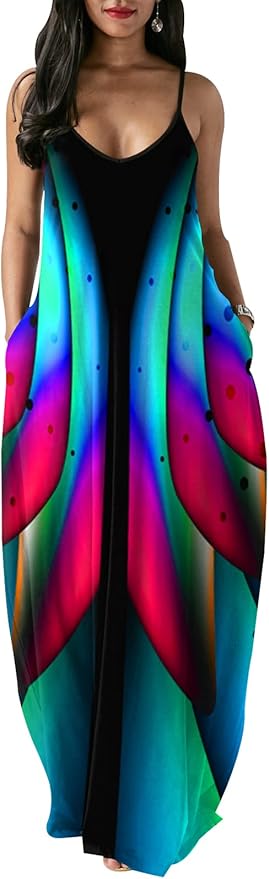 Women's Sexy Summer Sundress Maxi Dresses Plus Size with Pockets
