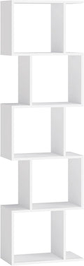 VASAGLE Bookshelf 5-Tier Bookcase - Slim Storage with Modern S-Shape