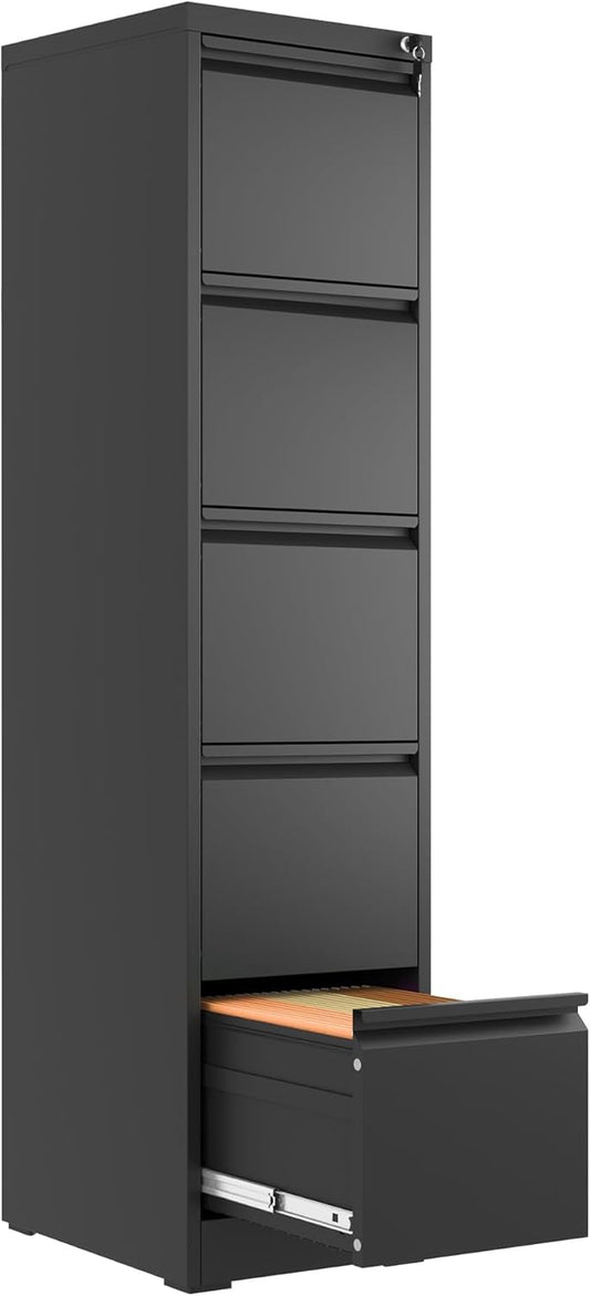 5 Drawer File Cabinet with Lock for Secure Home Office Storage